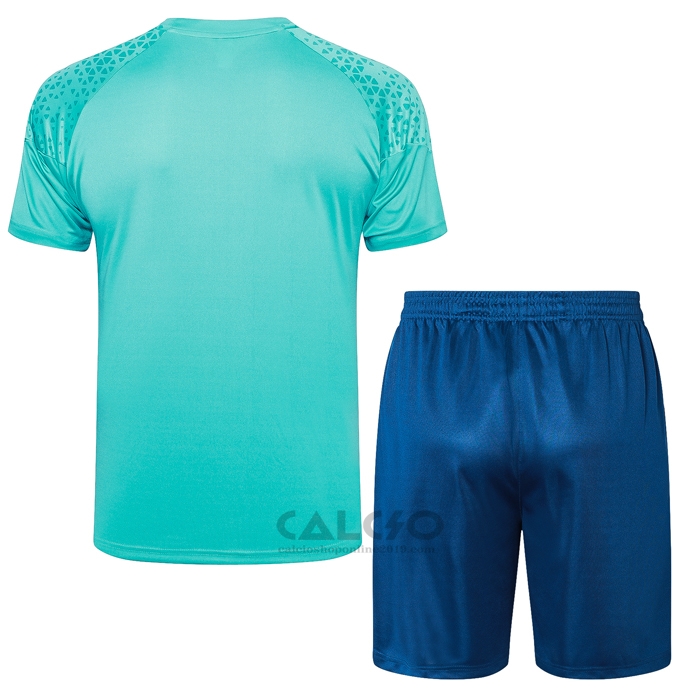 Tuta da Track Olympique Marsiglia Manica Corta 2023-2024 Verde - Pantaloncini